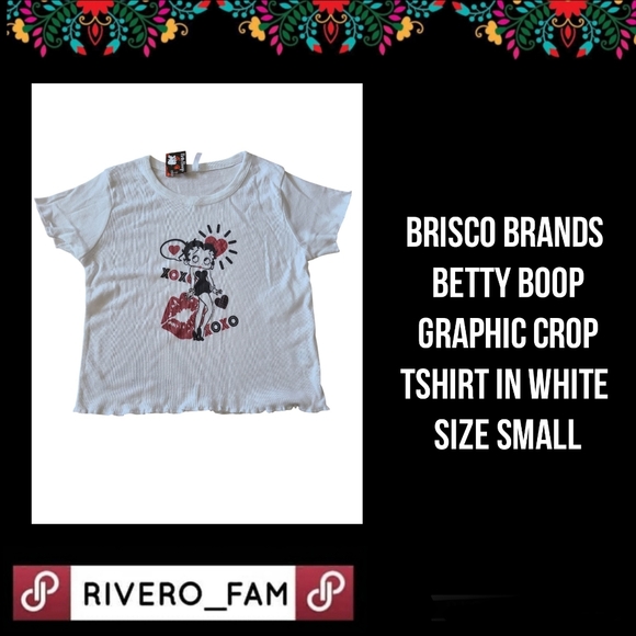 Brisco Tops - BRISCO BRANDS | BETTY BOOP CROPPED GRAPHIC T-SHIRT | WHITE | SIZE SMALL